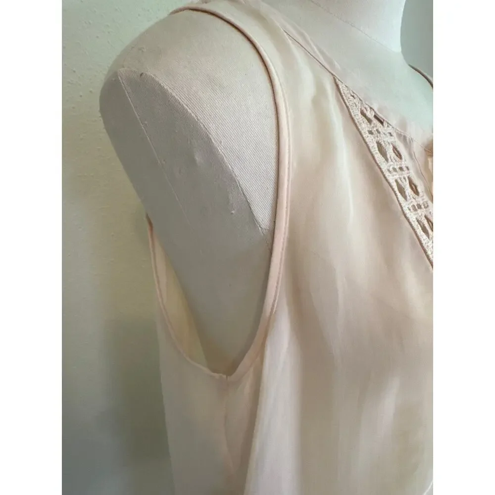Daniel Rainn Sleeveless Women’s Crochet Tie Front Sheer Top Size Large Bohemian - Picture 3 of 9